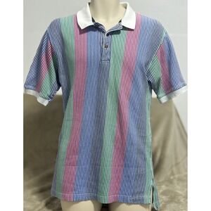 Retro Colours By Alexander Julian Striped Bold Button Shirt Men's Medium